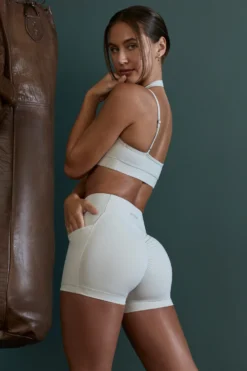 Wrap Over Mini Shorts With Pockets In Grey