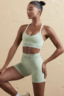 Seamless High Waist Mini Shorts In Sage