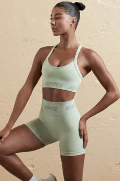 Seamless High Waist Mini Shorts In Sage