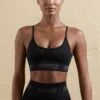 Curved Neckline Sports Bra In Black