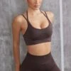 Scoop Neck Sports Bra In Brown