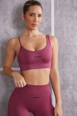 Asymmetric Sports Bra In Dark Rose