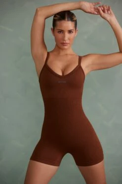 Super Sculpt Unitard In Copper Brown