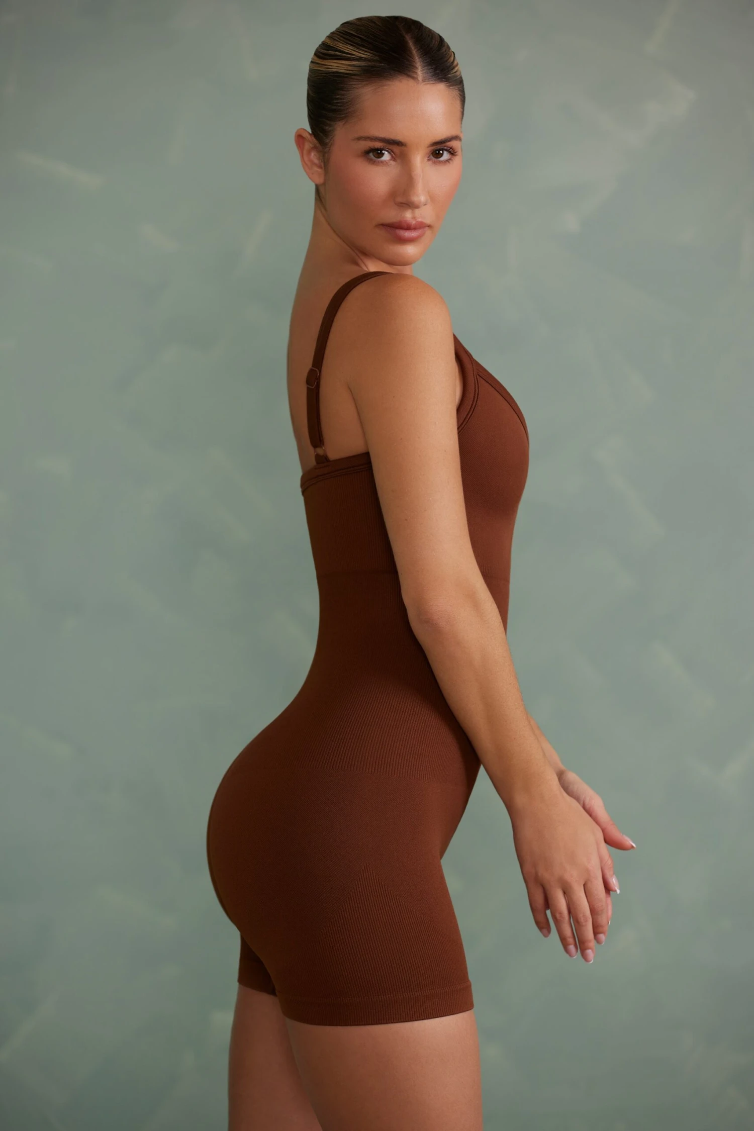 Super Sculpt Unitard In Copper Brown - Image 3