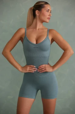 Super Sculpt Unitard In Mineral Green