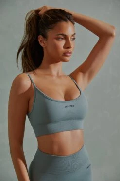 Super Sculpt Scoop Neck Sports Bra In Mineral Green