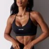 Scoop Neck Multi Strap Sports Bra In Black