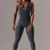 Full Length Cut Out Back Jumpsuit In Grey