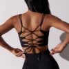 Open Back Square Neck Sports Bra In Black