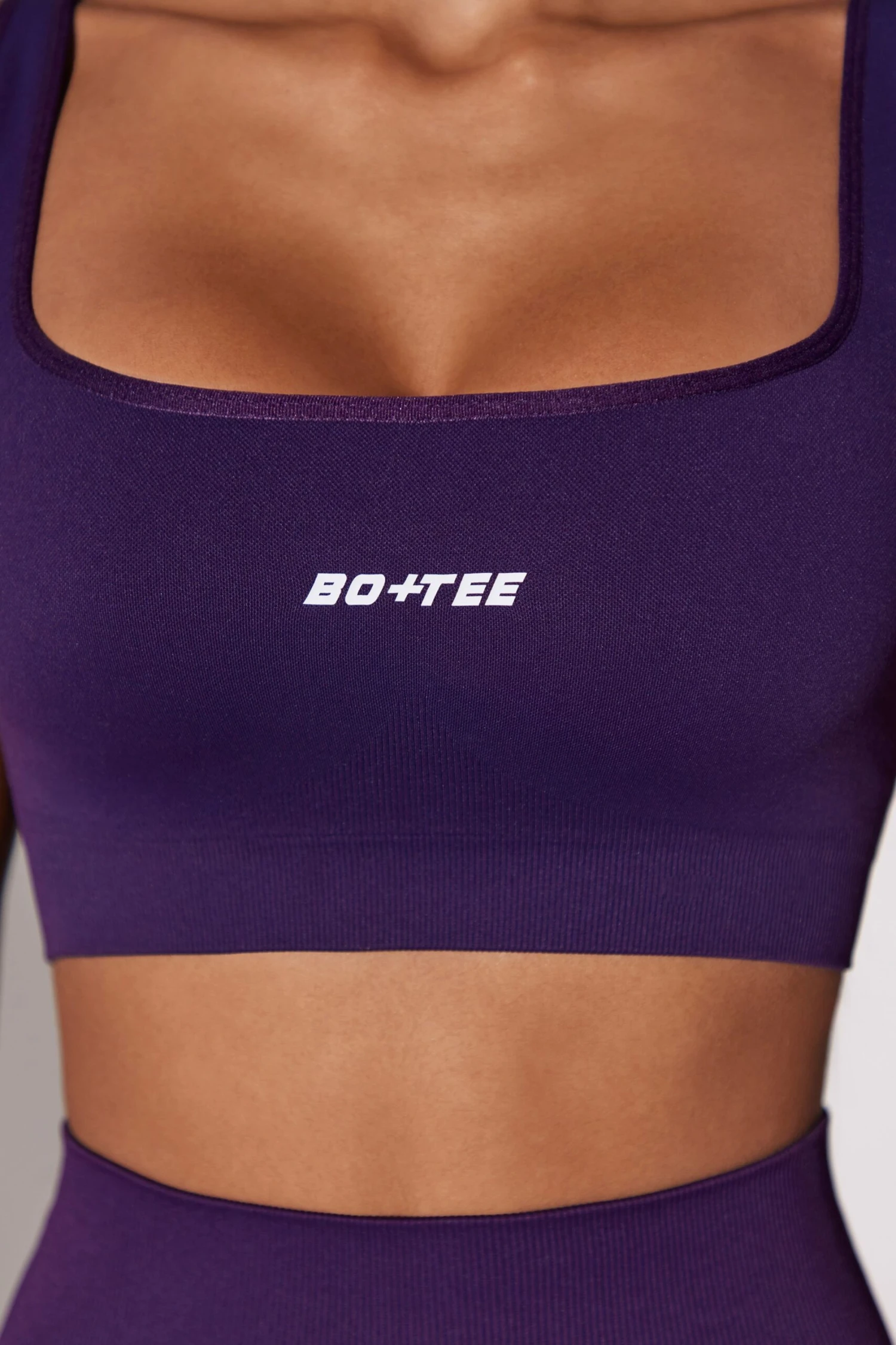 Open Back Square Neck Sports Bra In Purple - Image 8