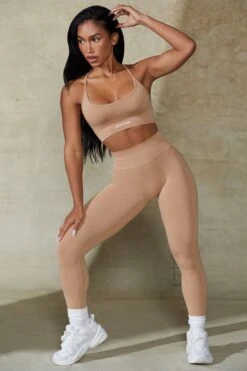 High Waist Define Luxe Leggings In Warm Taupe