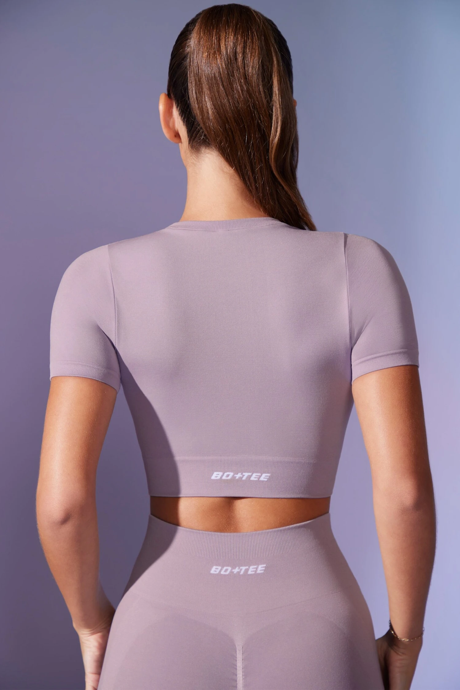 Define Luxe Baby Tee Crop Top In Dusty Lilac - Image 2