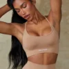 Low Back Define Luxe Sports Bra In Warm Taupe
