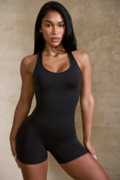 Racer Back Define Luxe Unitard In Black