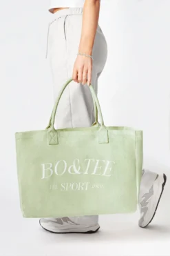 Large Canvas Tote Bag In Lime Green