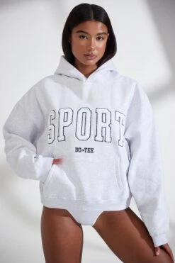 Oversized Hooded Sweatshirt In Heather Grey