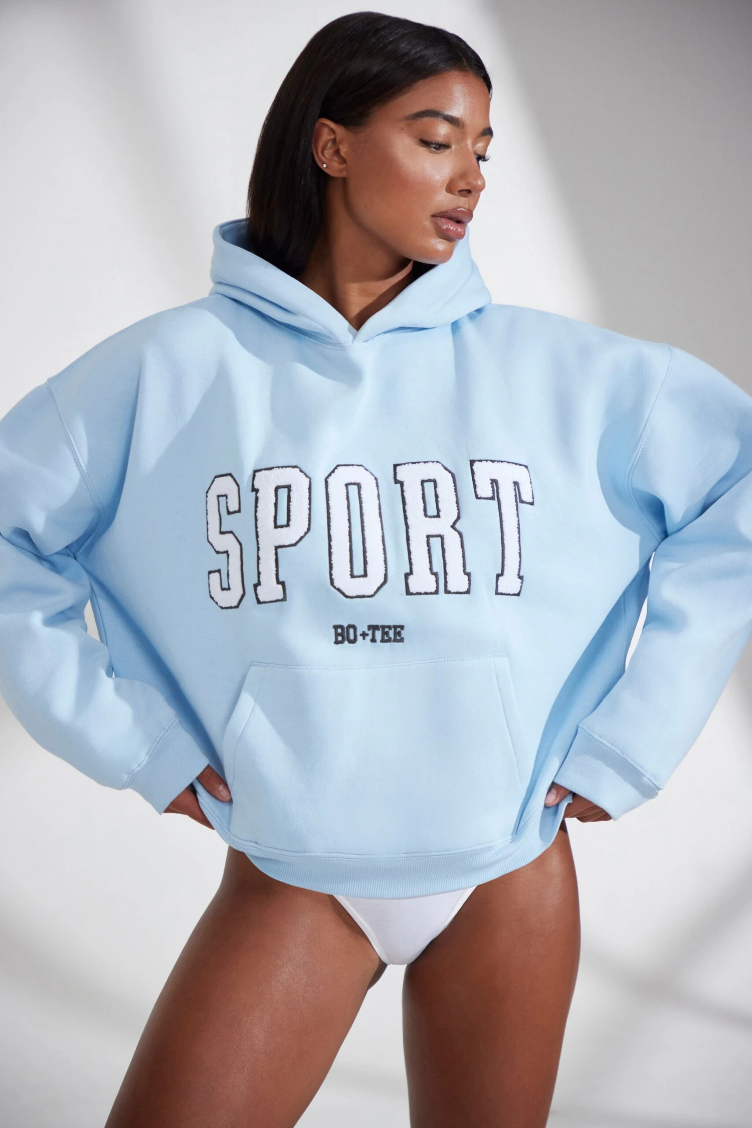 Oversized Hooded Sweatshirt In Baby Blue - Image 6