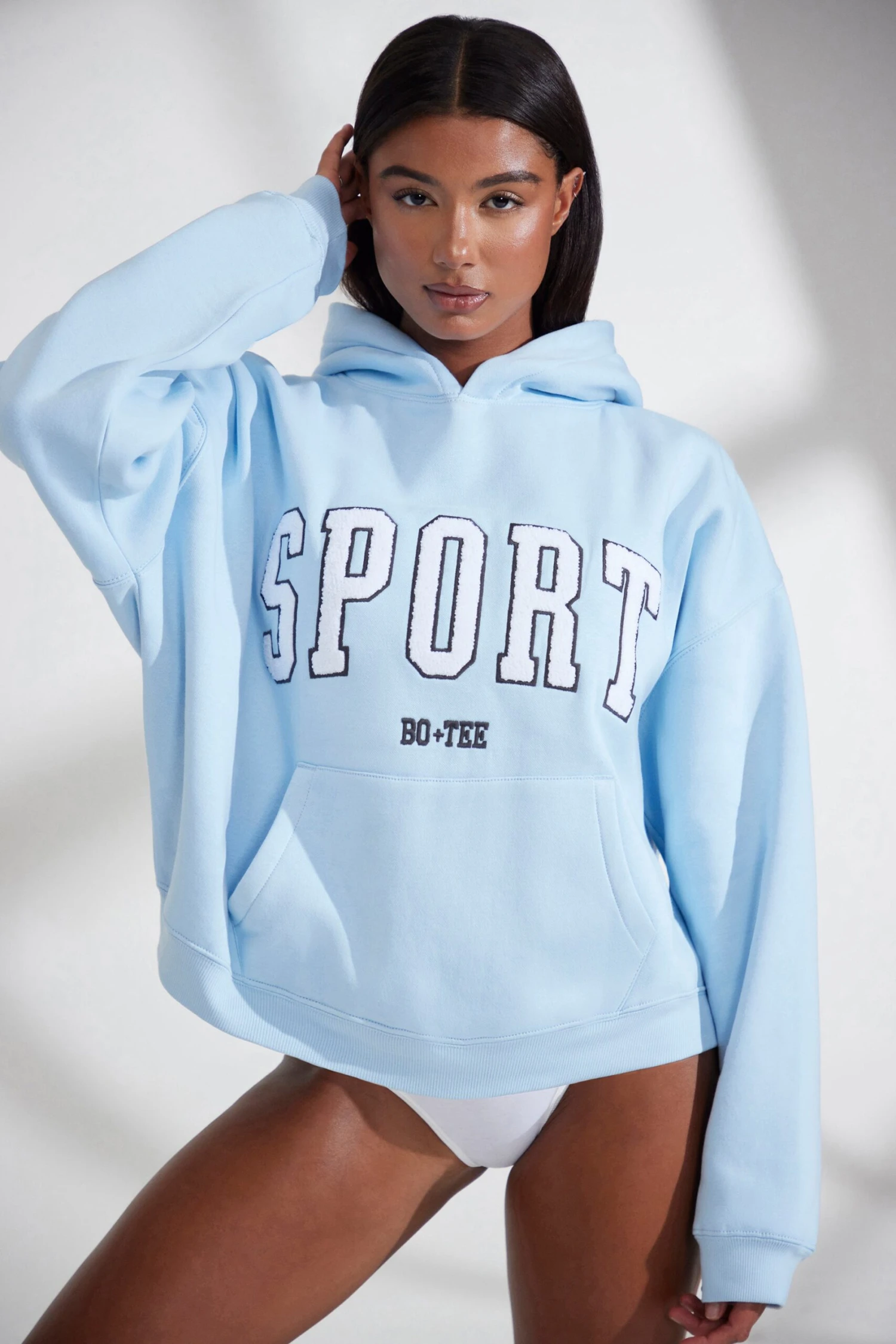 Oversized Hooded Sweatshirt In Baby Blue - Image 7