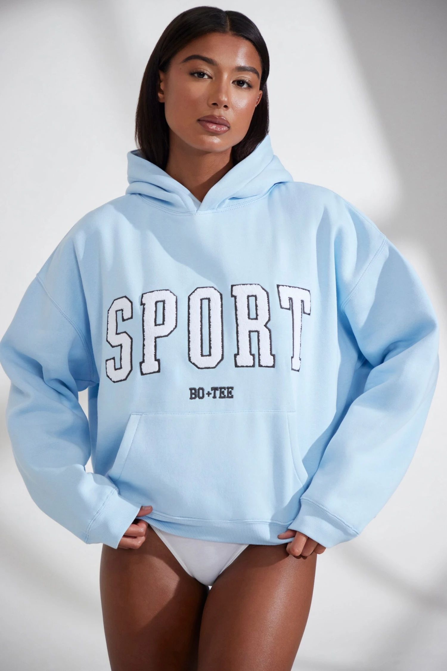 Oversized Hooded Sweatshirt In Baby Blue - Image 8