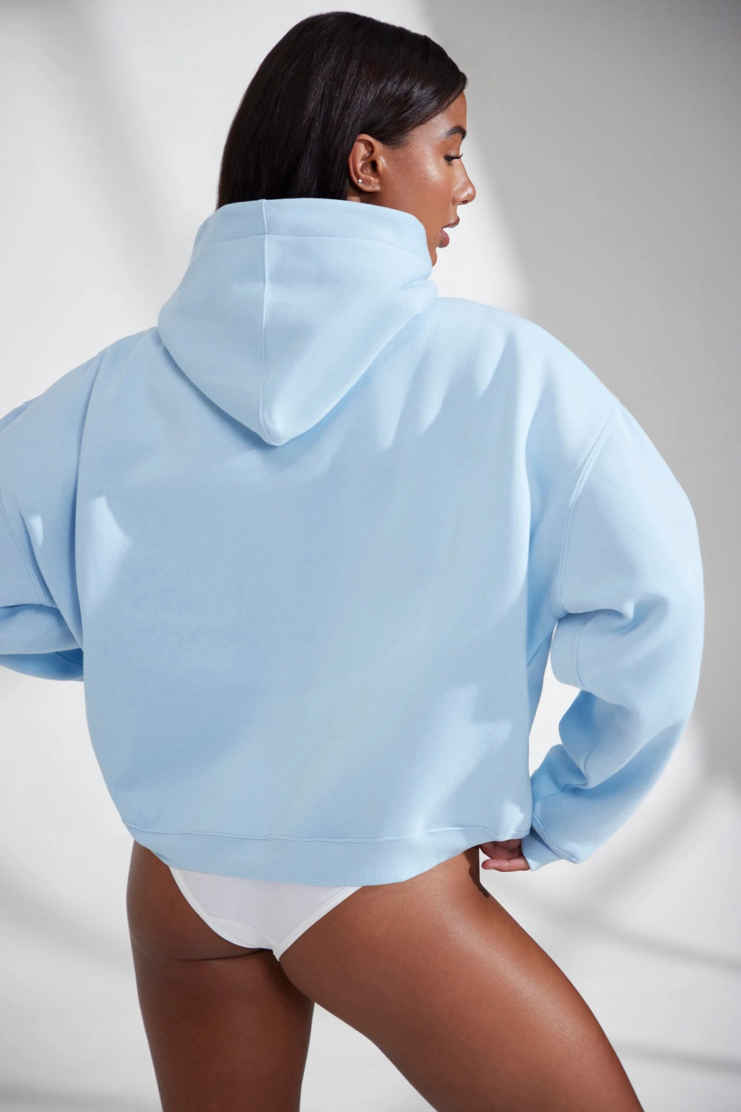 Oversized Hooded Sweatshirt In Baby Blue - Image 2