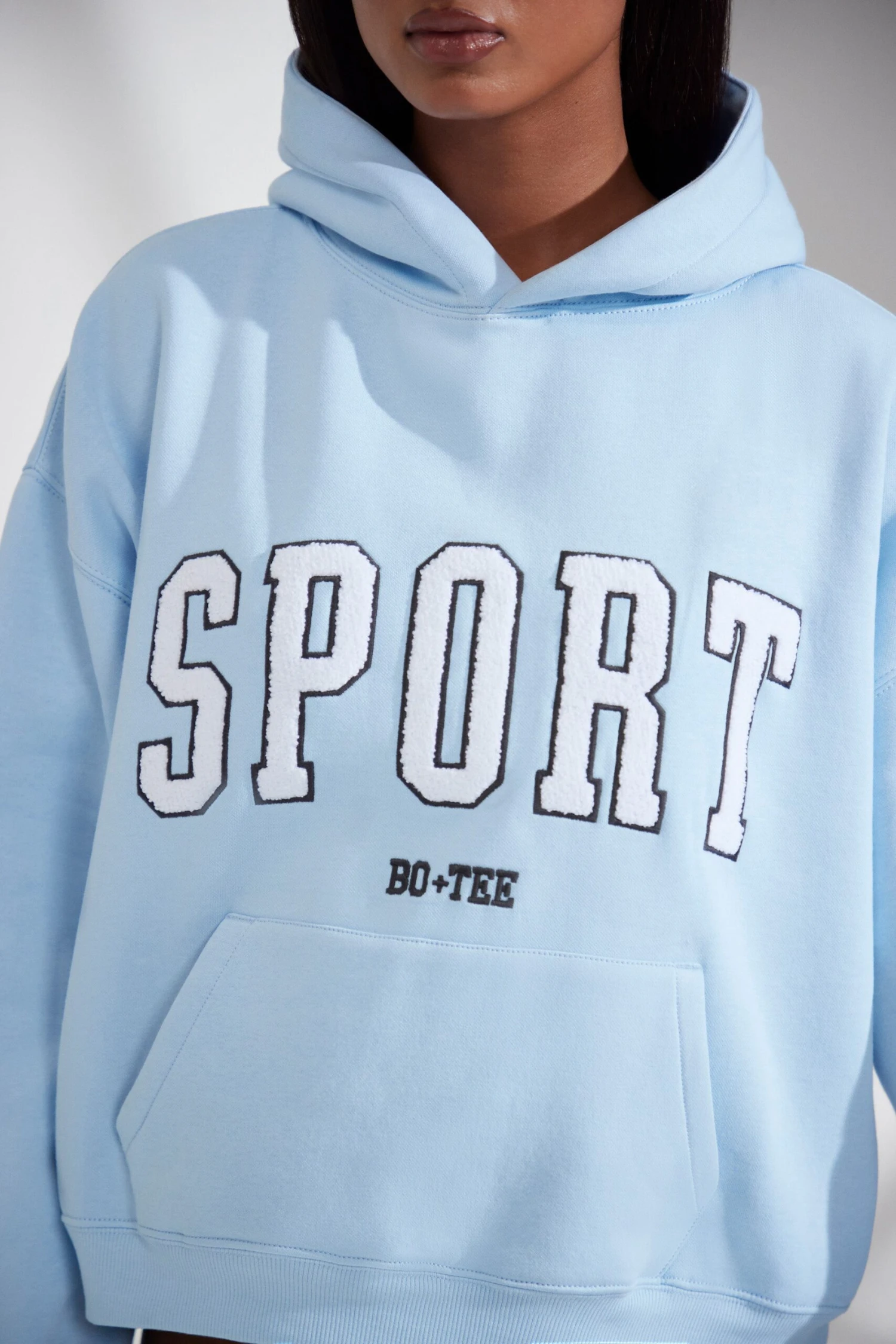 Oversized Hooded Sweatshirt In Baby Blue - Image 9