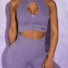 Keyhole Zip Crop Top In Violet