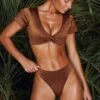 Twist Crop Top In Brown