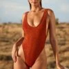 Scoop Neck One Piece In Rust