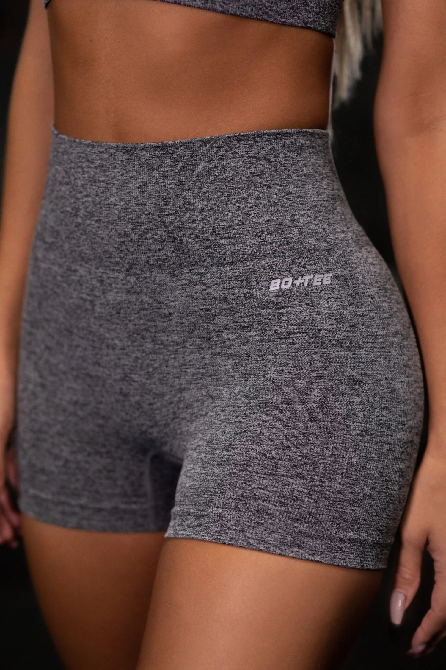 No Limits Seamless High Waisted Shorts In Black Marl - Image 4