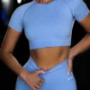Determined Seamless Crop Top In Blue