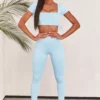 Slinky Crop Top In Ice Blue