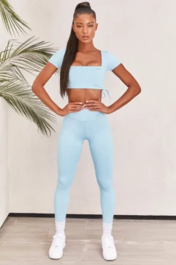 Slinky Crop Top In Ice Blue