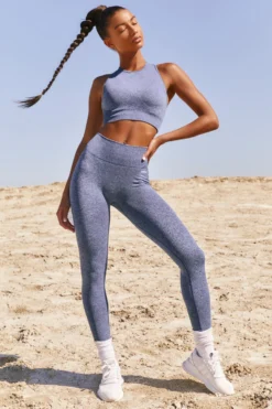 Success Seamless High Neck Crop Top In Navy