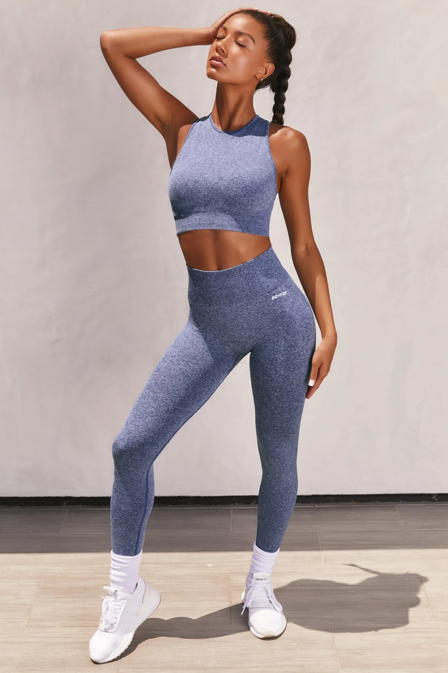 Success Seamless High Neck Crop Top In Navy - Image 6