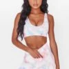 Strength Seamless Plunge Neck Sports Bra In Tie Dye