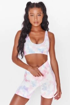 Strength Seamless Plunge Neck Sports Bra In Tie Dye