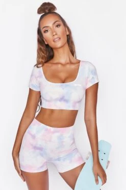 Elevate Seamless Short Sleeve Crop Top In Tie Dye