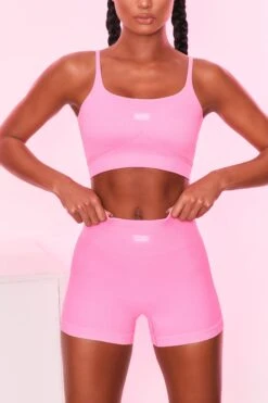 Intense Ribbed Butt Lifting Shorts In Candy Pink
