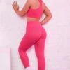 Strong Ribbed Butt Lifting Leggings In Hot Pink