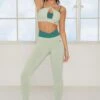 Wrap V Waist Leggings In Green