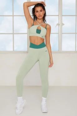 Wrap V Waist Leggings In Green