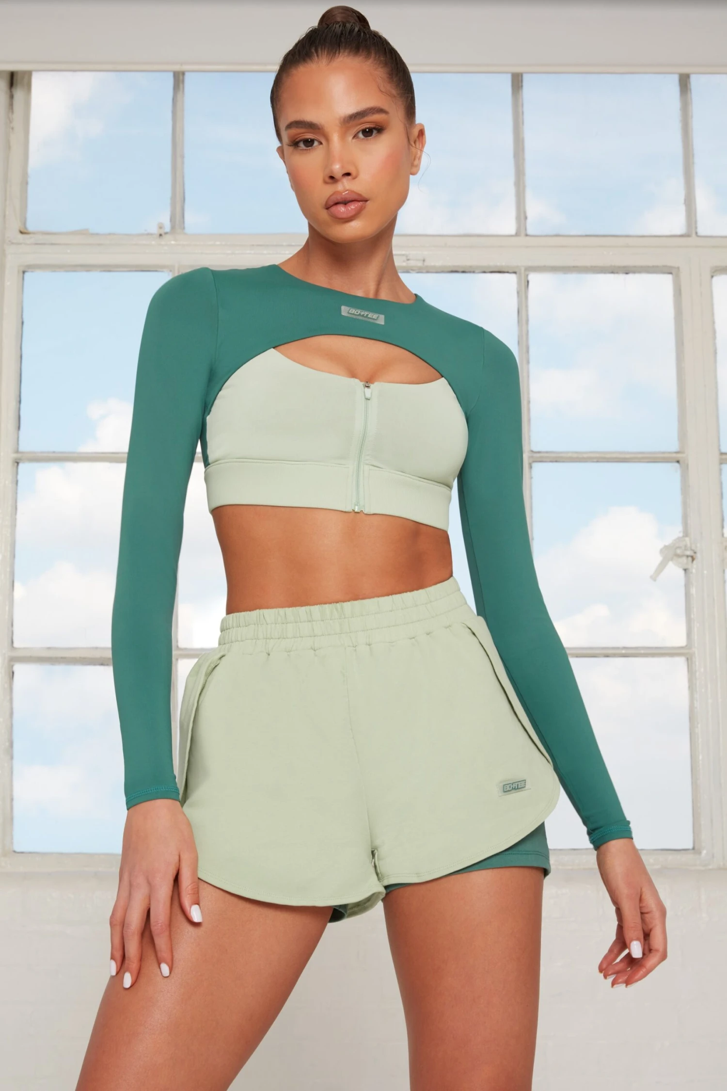 Tulip Hem Running Shorts In Green