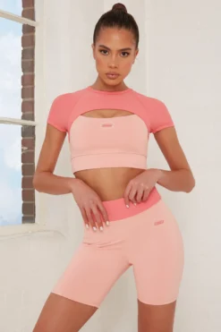Contrast Waist Cycle Shorts In Pink