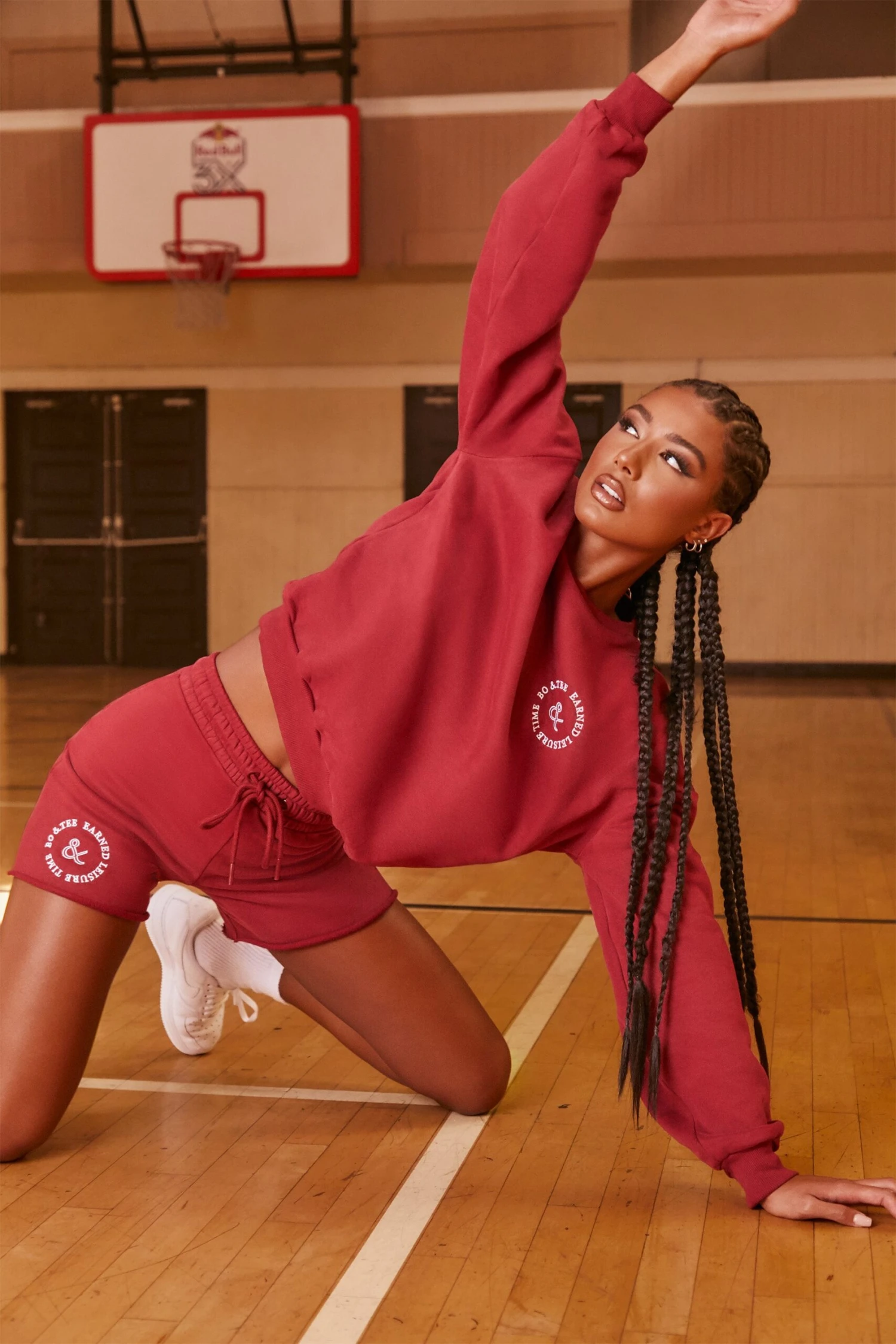 Sweat Shorts In Burgundy - Image 5