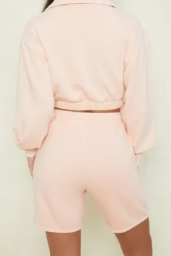 Tie Waist Jogger Shorts In Blush
