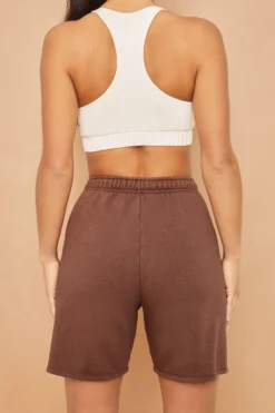 Tie Waist Jogger Shorts In Brown