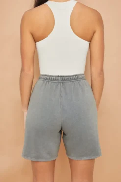 Tie Waist Jogger Shorts In Grey