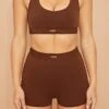 High Waisted Mini Shorts In Brown