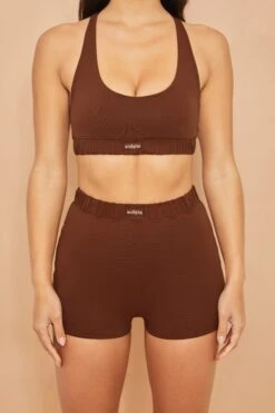 High Waisted Mini Shorts In Brown