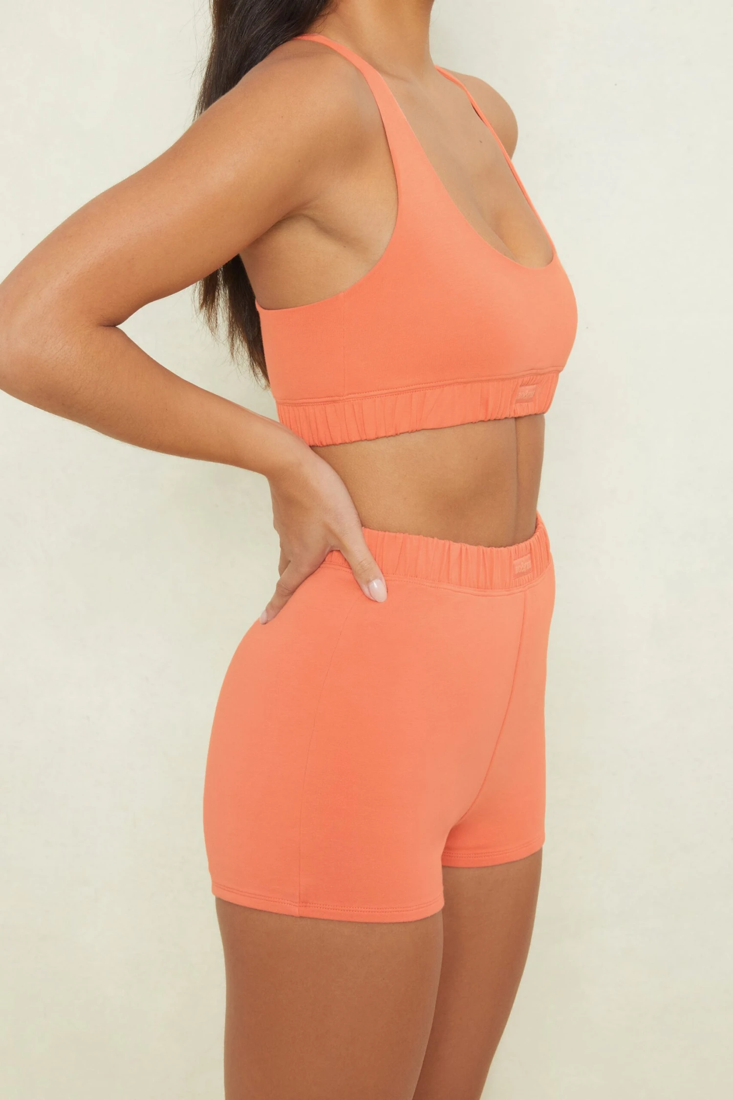 High Waisted Mini Shorts In Terracotta - Image 5